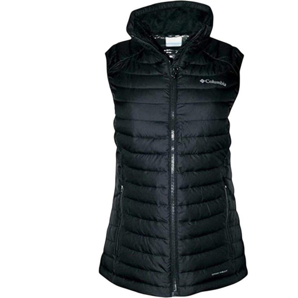Columbia Women's Omni-Heat Long Vest L Black White Out Puffer Insulated Winter